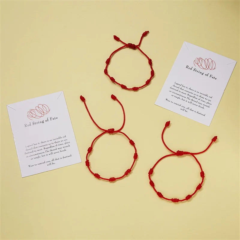 2Pcs/Set 7 Knots Red String Bracelet for Women Men Lucky Amulet Handmade Rope Bracelets Friendship Couple Wristband Jewelry Gift