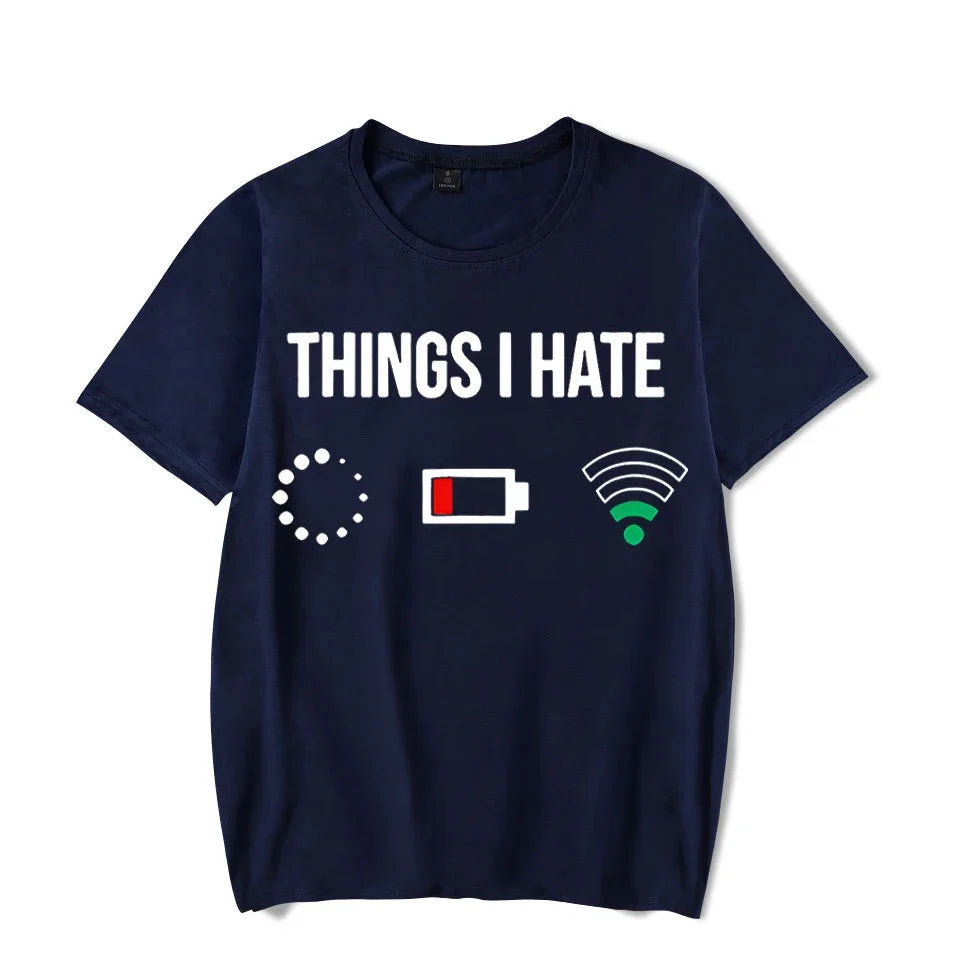 T Shirts for Men Vintage T-shirts Fashion Trend Men Camisas This I Hate Printed T-shirt Luminous Summer T-shirts Tops Camisetas