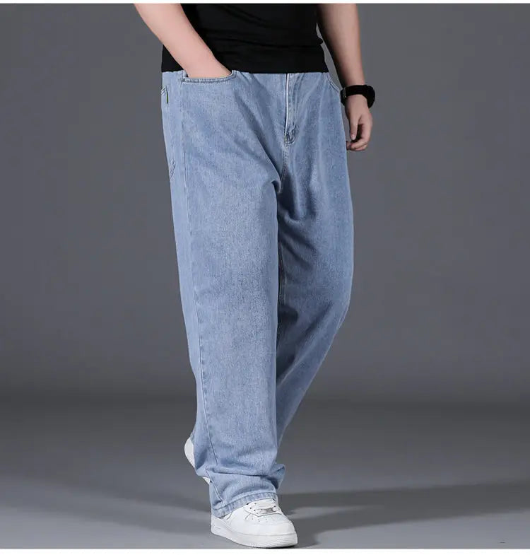 10XL Oversize Wide Legs Jeans Men Soft Cotton Cargo Jeans Plus Size Baggy Men's Trousers Fashion Streetwear Working Jeans Man - Premium Kiosk
