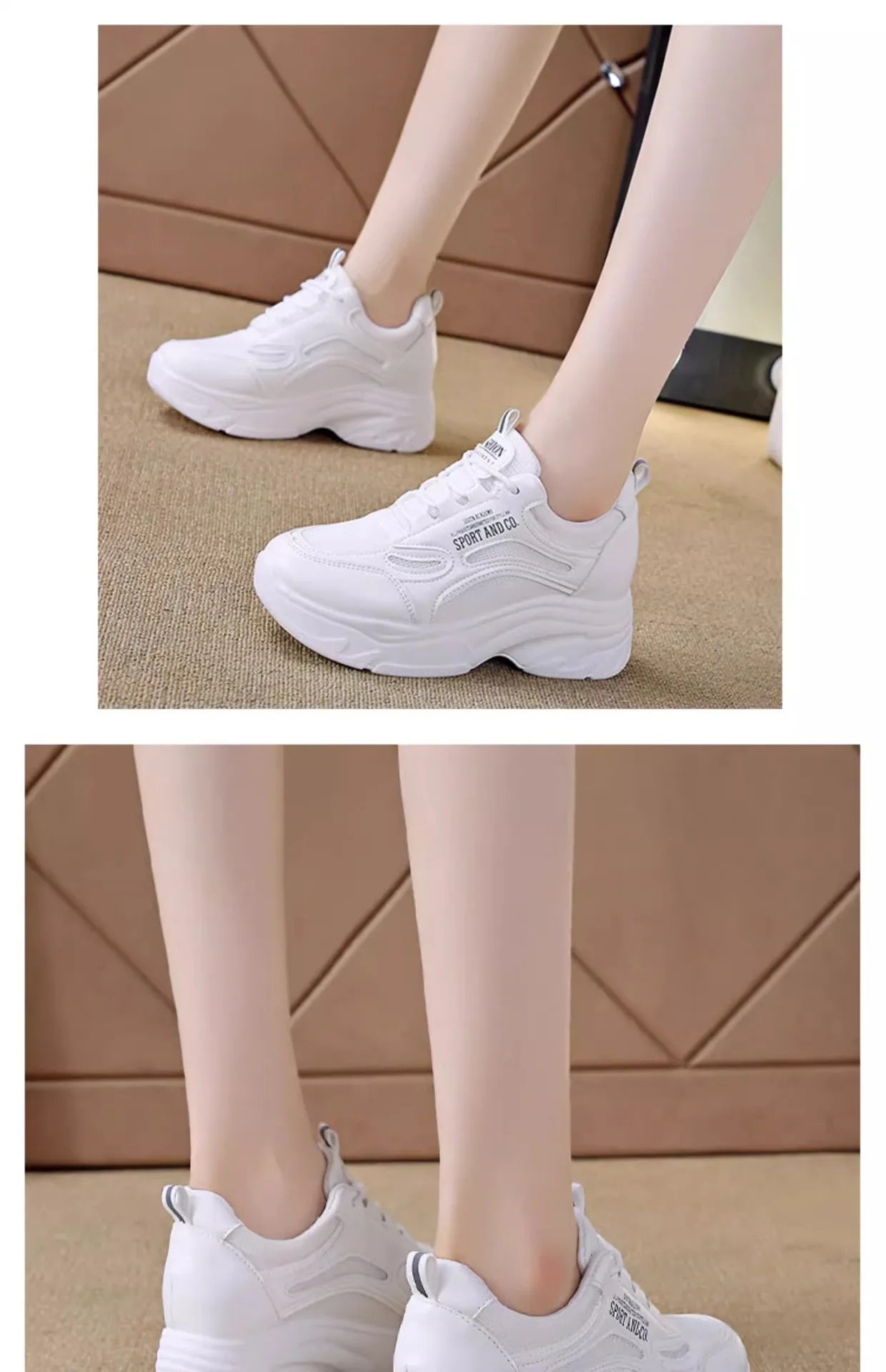 2025 new fashion dad shoes, trendy shoes, thick-soled, versatile, height-increasing, casual sports white shoes