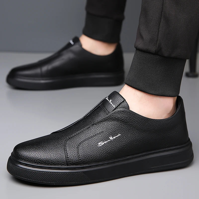 2025 Summer New Mens Loafers Trend Concise Casual Shoes Fashion Urban Leisure Leather Shoes Comfortable Convenient Board Shoes