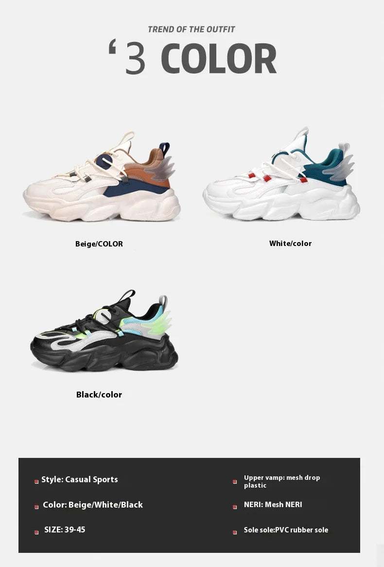 2025 new fashion platform daddy shoes men's ins port fashion shoes male personality popular leisure running shoes