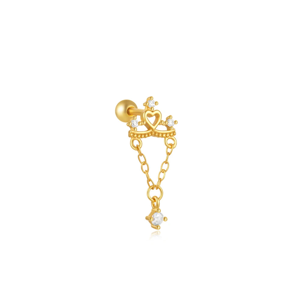 AIDE Heart Round Ball Flat Helix Piercing Earring 925 Sterling Silver Ear Studs Geometric Zircon Exquisite Trinket Studs Aretes