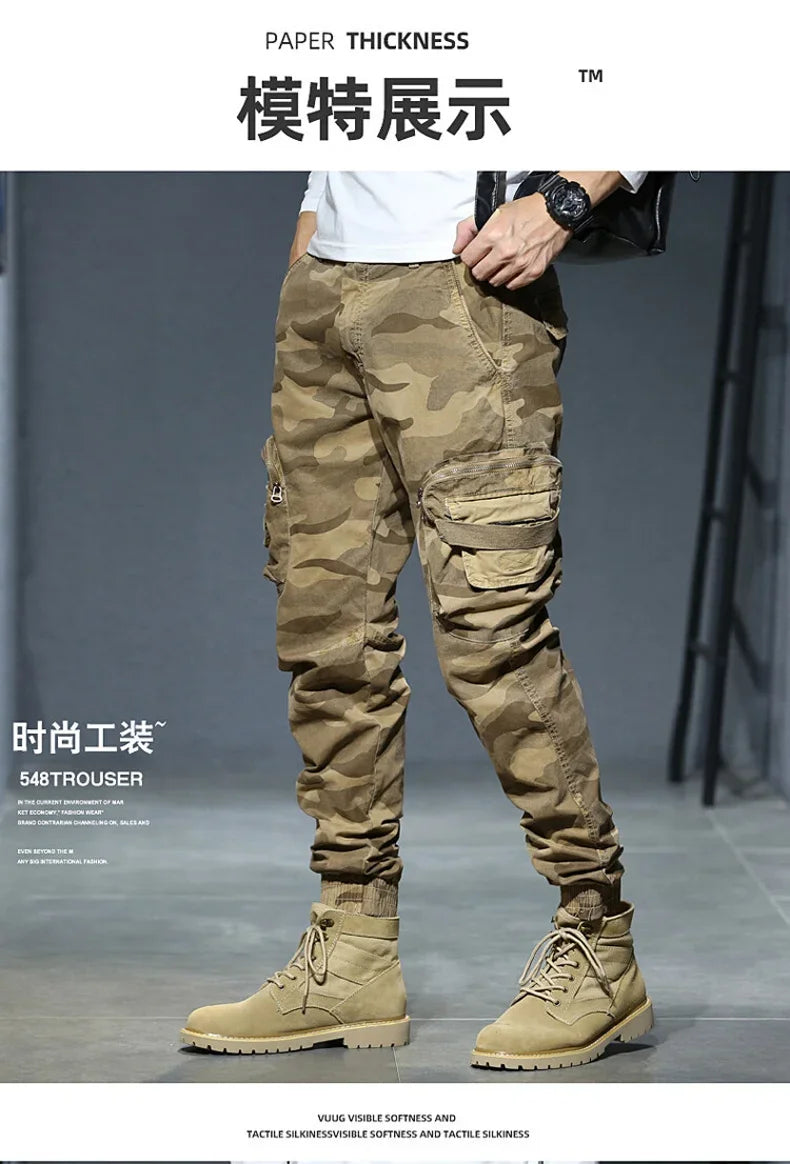 2025 Cargo Joggers Pants Men Casual Hiphop MultiPocket Male Trousers Sweatpants Streetwear Tactical Track KhakiCamouflage Pants - Premium Kiosk