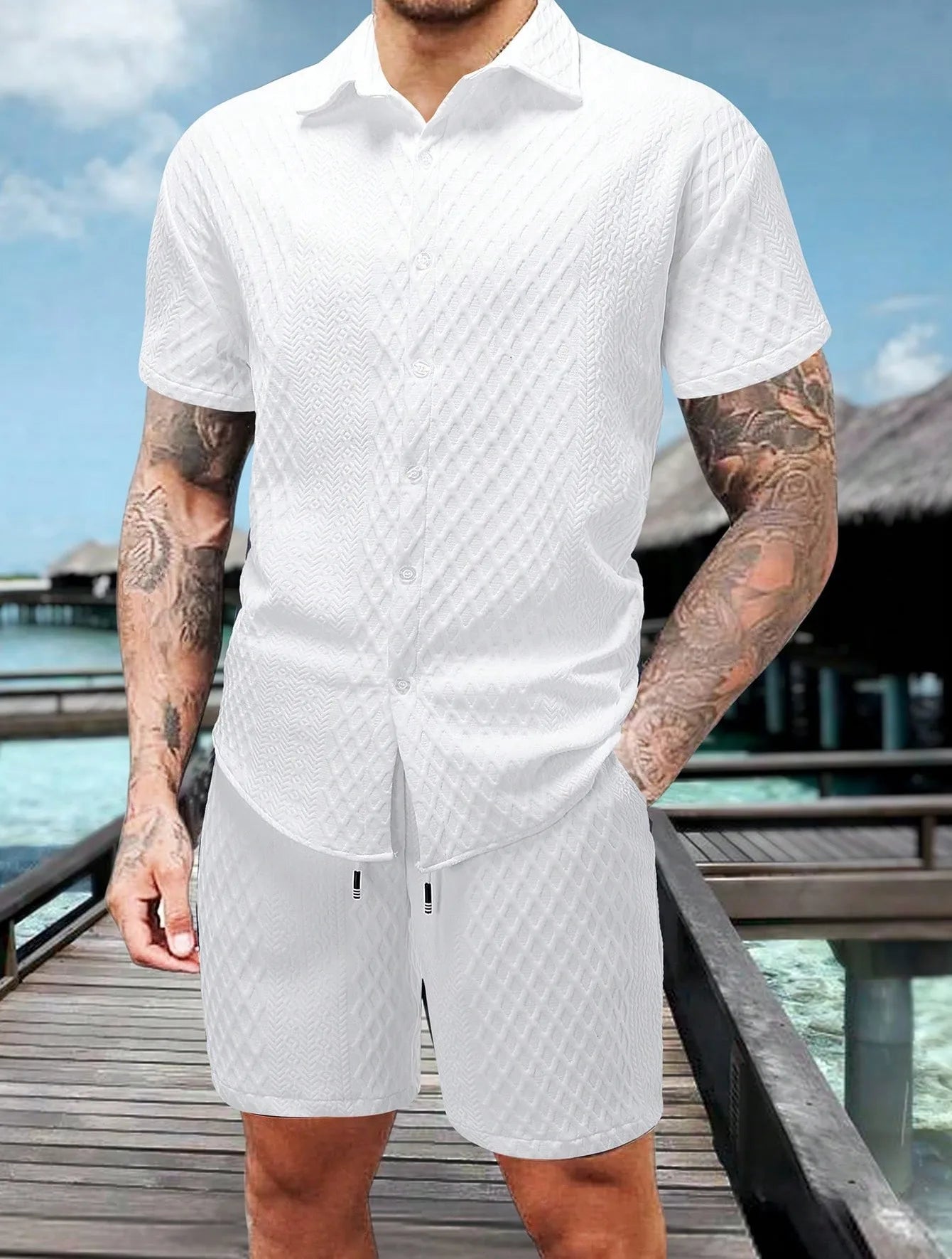 Men's Shirt Casual Loose Short Sleeve Shorts Breathable Sweat-absorbent Shirt