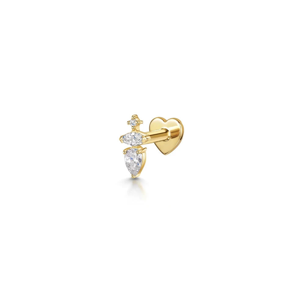 AIDE Heart Round Ball Flat Helix Piercing Earring 925 Sterling Silver Ear Studs Geometric Zircon Exquisite Trinket Studs Aretes