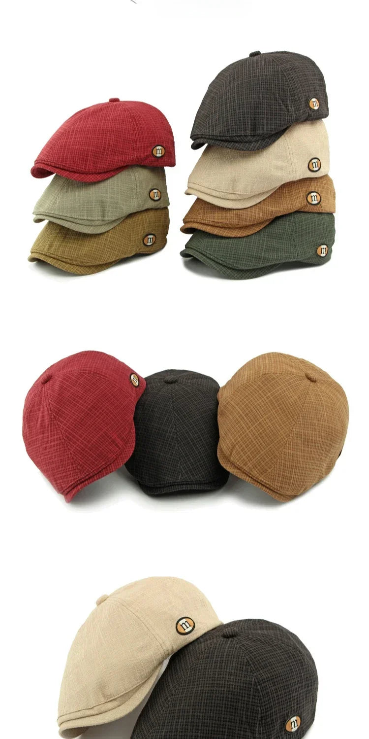 2025 New Hats for Men and Women Wearing British Retro Beret Hat Fashion Casual Berets Caps for Women Solid Color Adjustable Cap