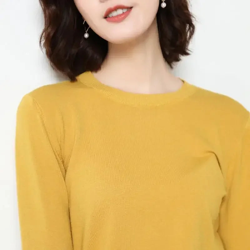 Women Sweaters 2024 O-neck Long Sleeve Autumn Winter Pullovers Fashion Korean Sweaters Bottoming Shirts Slim Knitwear Jumpers