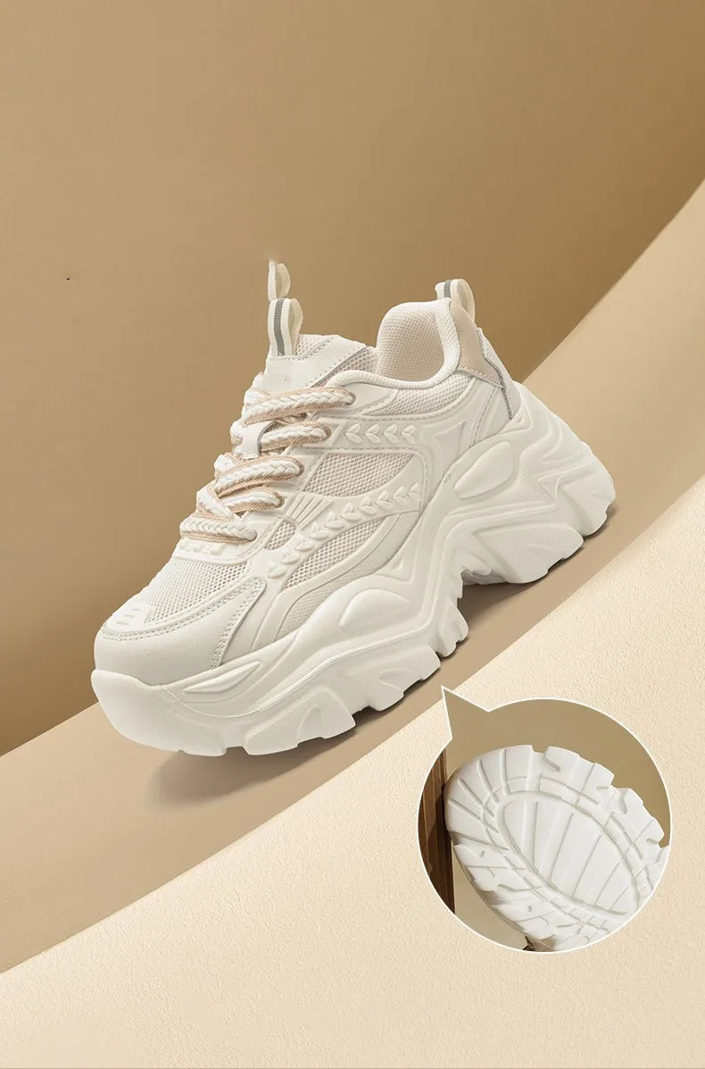 Women's thick bottom daddy shoes summer breathable mesh small white shoes girls casual shoes heightened thin sports board shoes