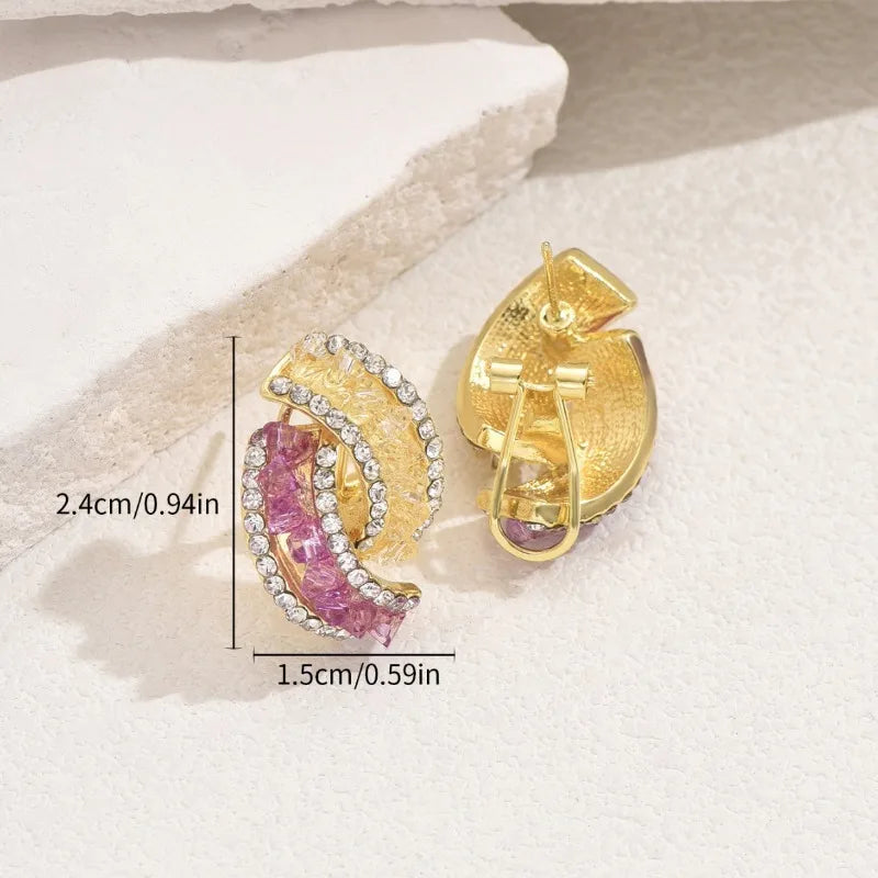 2025 new European and American style women's earrings with personalized inlaid crystal diamondshigh-end designversatile earrings
