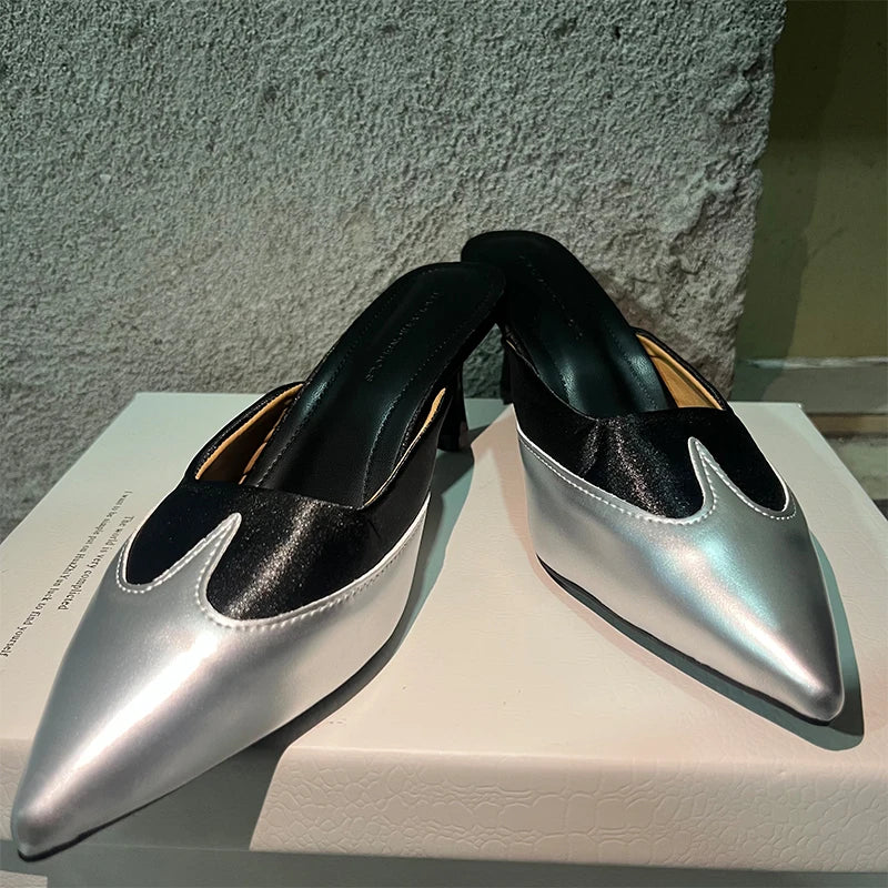 Women Slippers Pointed Toe Sexy Fashion Shoes Elegant Summer Heeled Shoes Woman 2025 Designer Luxury Pumps Dress New Shoes Lady - Premium Kiosk