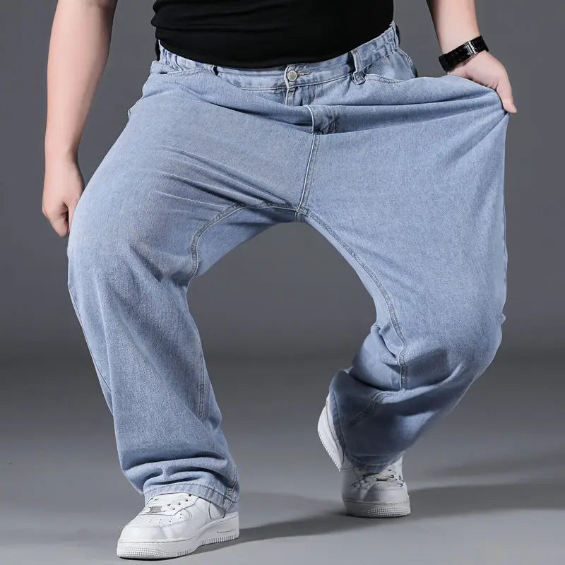 10XL Oversize Wide Legs Jeans Men Soft Cotton Cargo Jeans Plus Size Baggy Men's Trousers Fashion Streetwear Working Jeans Man - Premium Kiosk