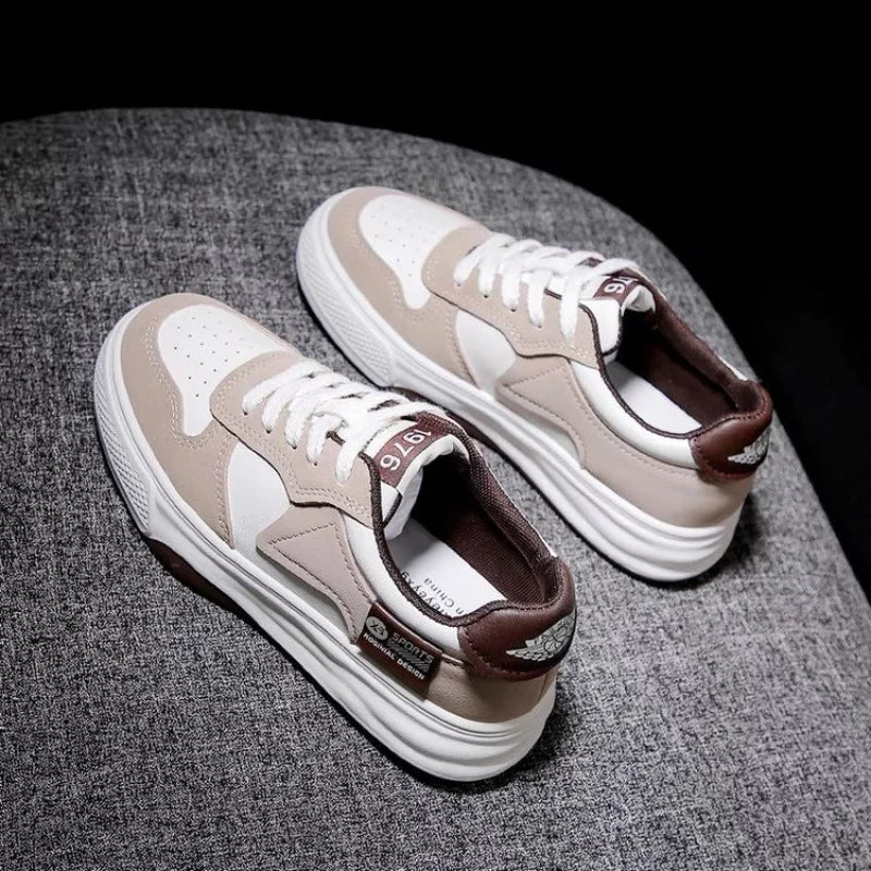 2025 New Black & White Geometric Low-Top Sneakers - Breathable Mesh Platform Shoes with Anti-Slip Sole