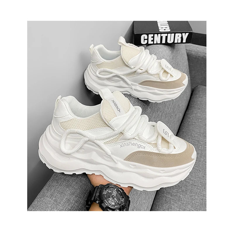 2024 new men comfortable outdoor comfort autumn Korean version of the trend thick sole leisure sports net men shoes Daddy shoes