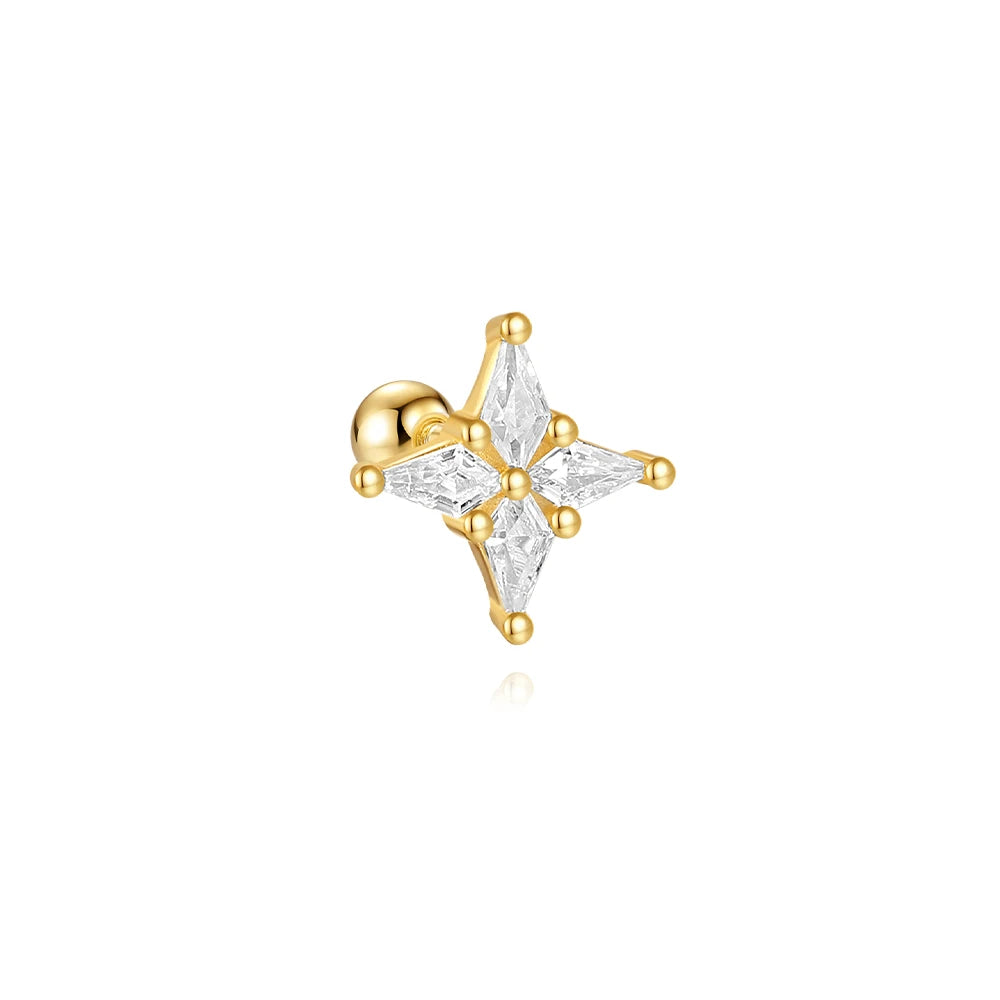AIDE Heart Round Ball Flat Helix Piercing Earring 925 Sterling Silver Ear Studs Geometric Zircon Exquisite Trinket Studs Aretes