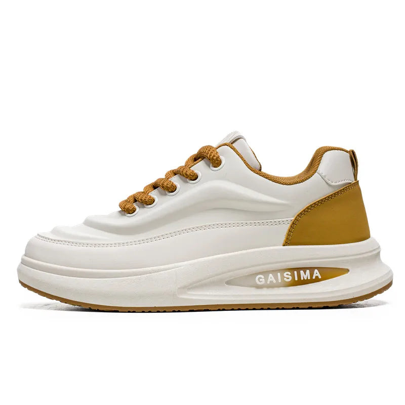 2024 New Four Seasons Leisure Sports Leather Men's Daddy Shoes Fashion Comfortable Sports Leisure Shoes Thick Sole Sneakers