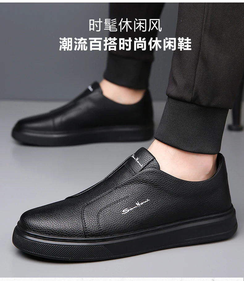 2025 Summer New Mens Loafers Trend Concise Casual Shoes Fashion Urban Leisure Leather Shoes Comfortable Convenient Board Shoes