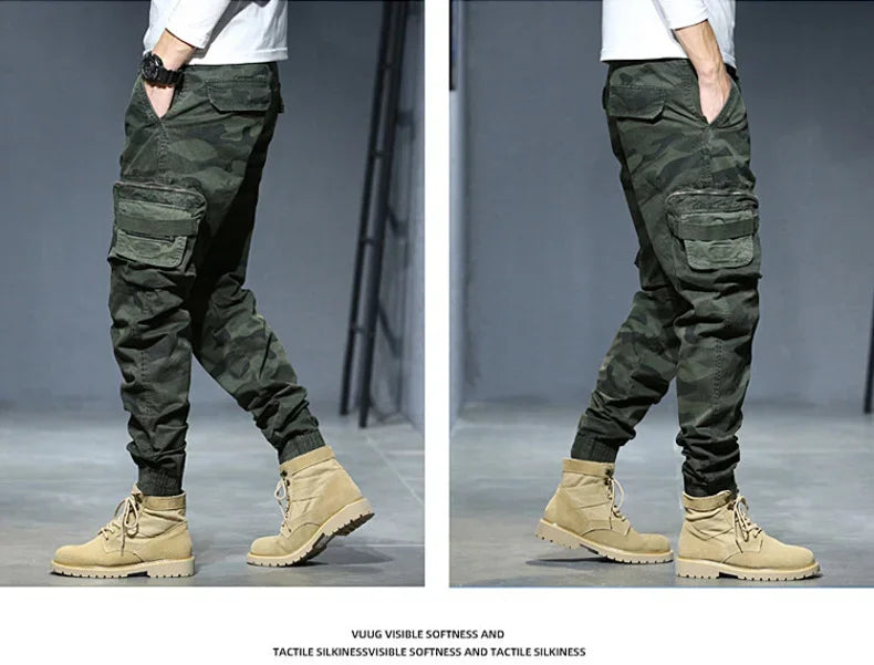 2025 Cargo Joggers Pants Men Casual Hiphop MultiPocket Male Trousers Sweatpants Streetwear Tactical Track KhakiCamouflage Pants - Premium Kiosk