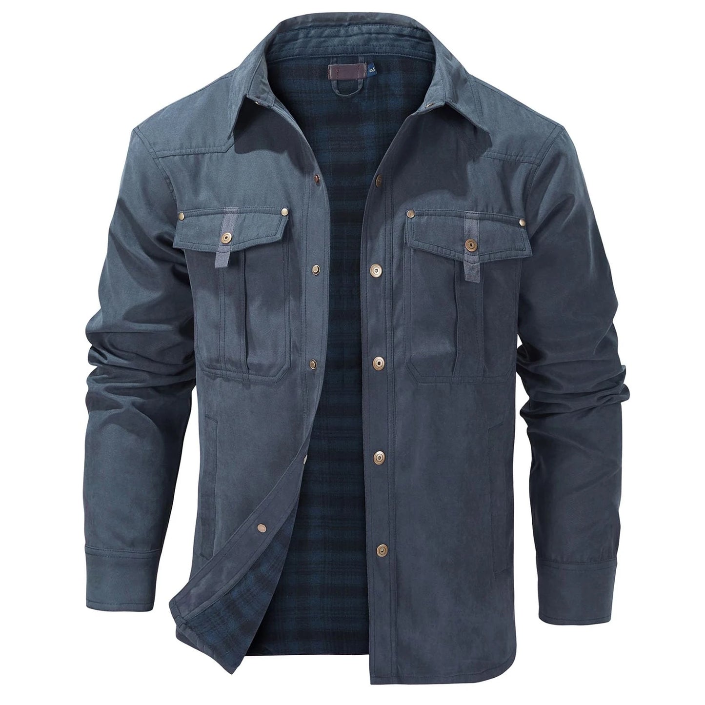 Casual Men's Jacket Men's Jackets Spring Flannel Lined Shirt Coat Men's Jackets Windproof Western Cowboy Casual Coat