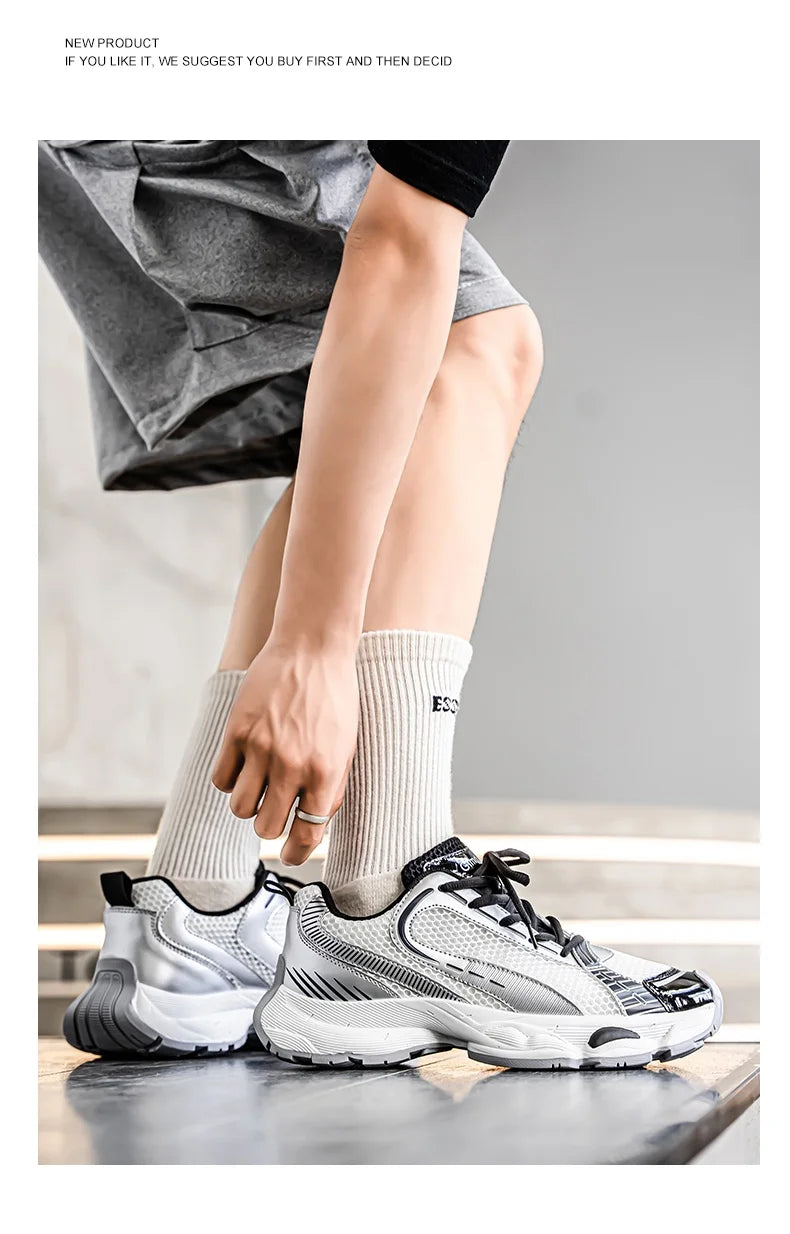 2025 New Autumn and Winter Dad Shoes for Men Couples Shoes, Thick Soles, Increased Genuine Leather, Breathable, Polis
