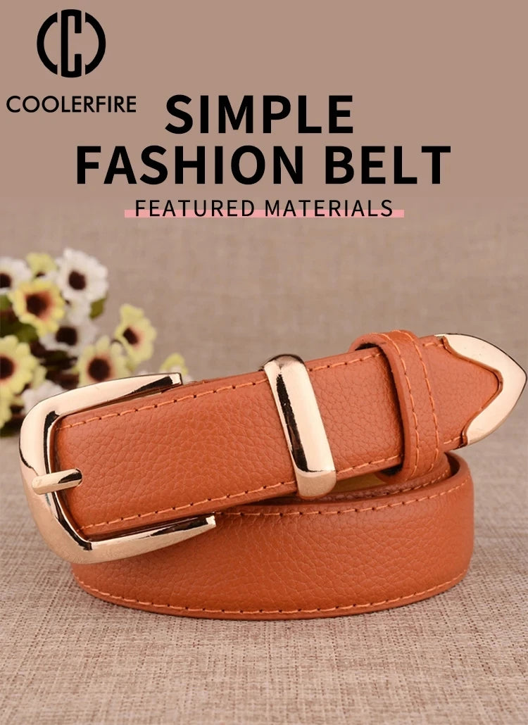Women's Trousers Belt Leather Trend White Belt Fashion High Quality Trouser Belts Solid Vintage Pin Buckle Ladies Strap LB2146-