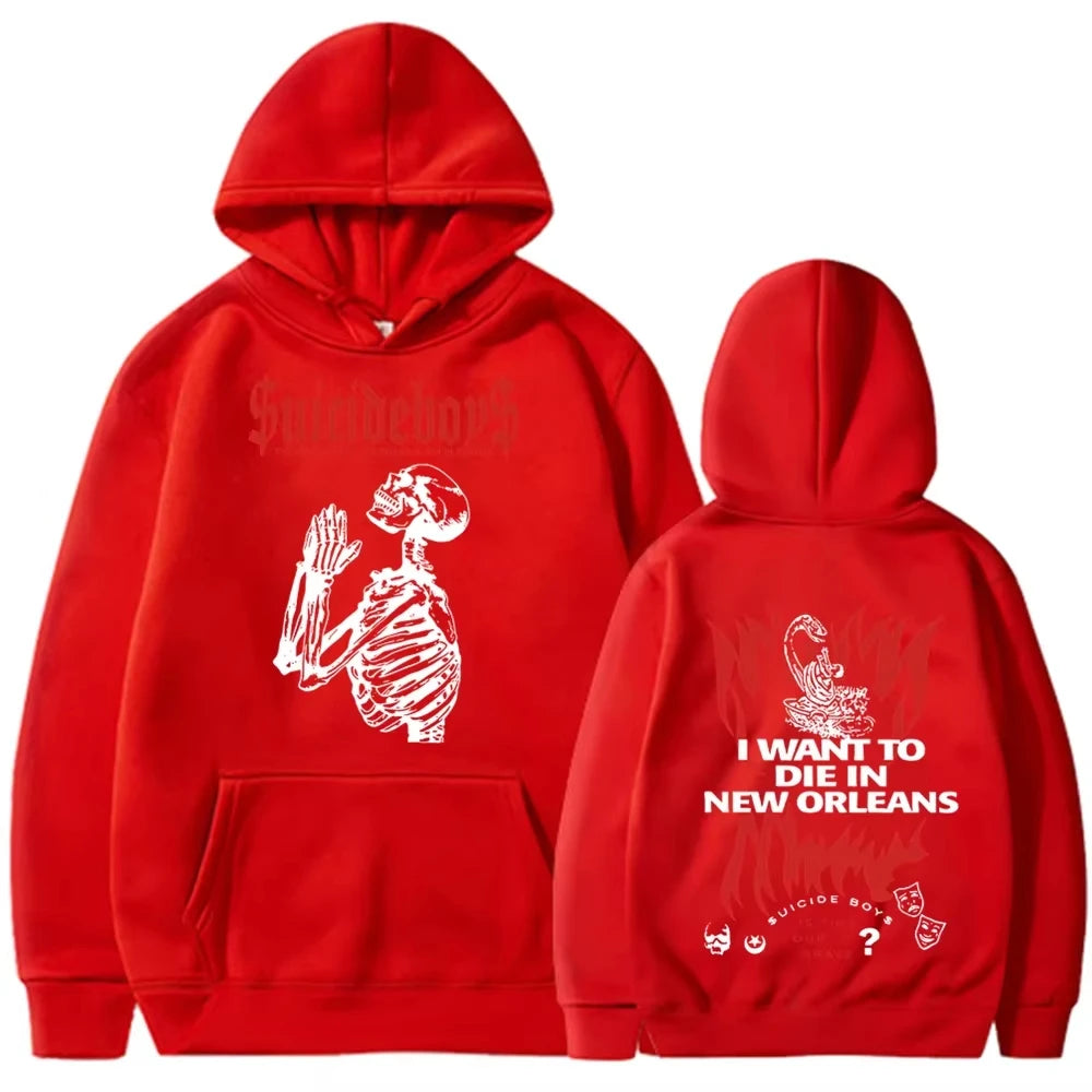 2025 new 2D hoodie Suicide boy Wearing a hood, I want to die in New Orleans, super fashionable hoodie Fashion Trends man