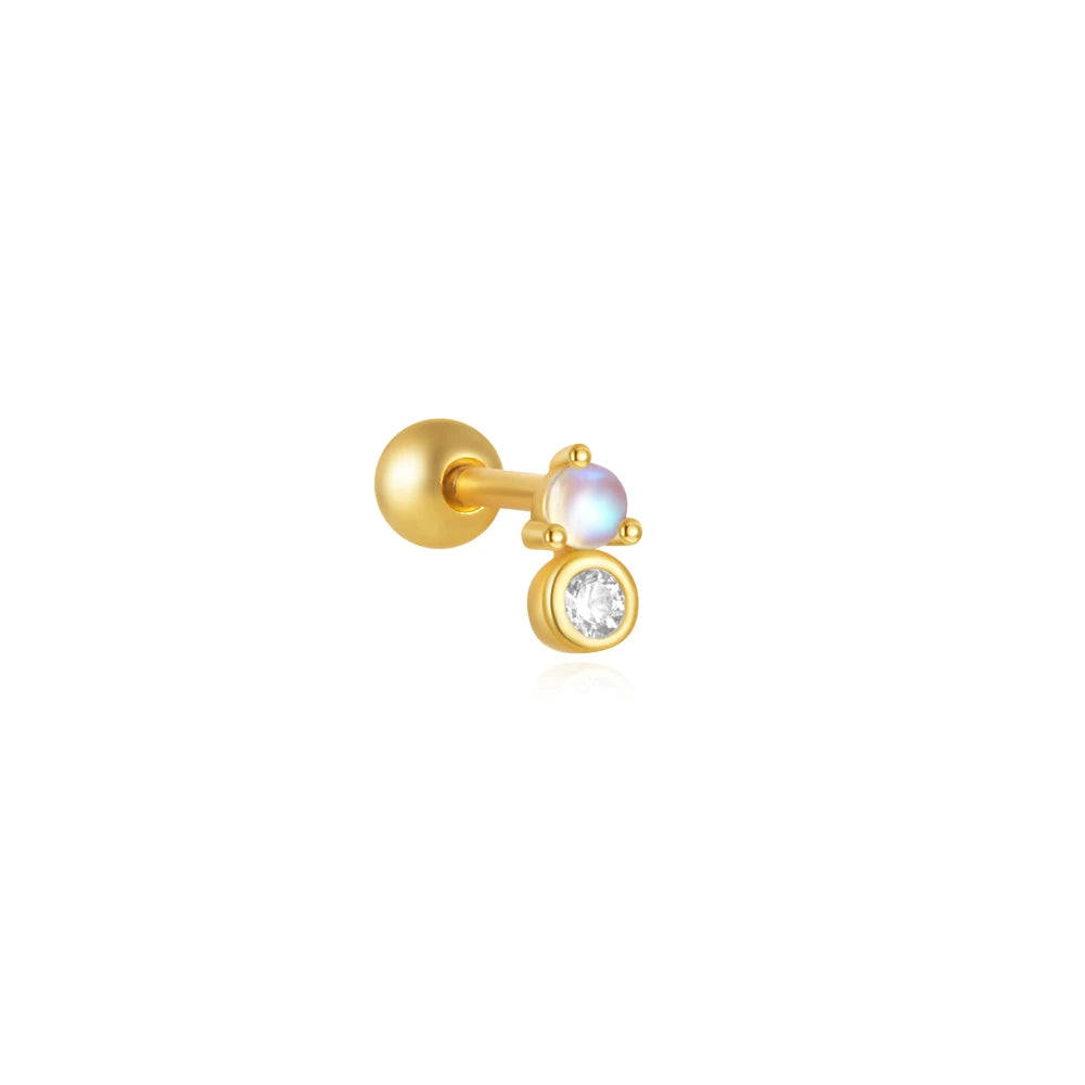 AIDE Heart Round Ball Flat Helix Piercing Earring 925 Sterling Silver Ear Studs Geometric Zircon Exquisite Trinket Studs Aretes