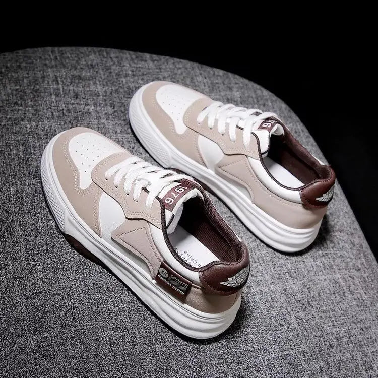 2025 New Black & White Geometric Low-Top Sneakers - Breathable Mesh Platform Shoes with Anti-Slip Sole