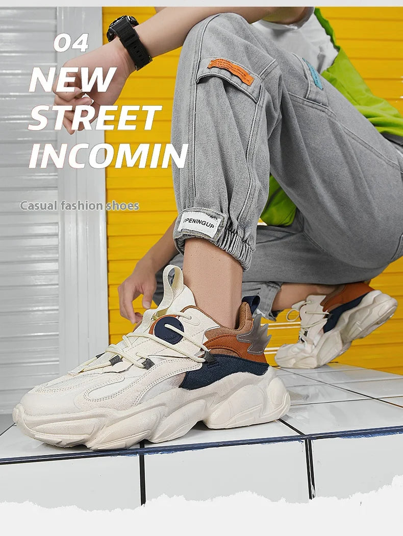 2025 new fashion platform daddy shoes men's ins port fashion shoes male personality popular leisure running shoes