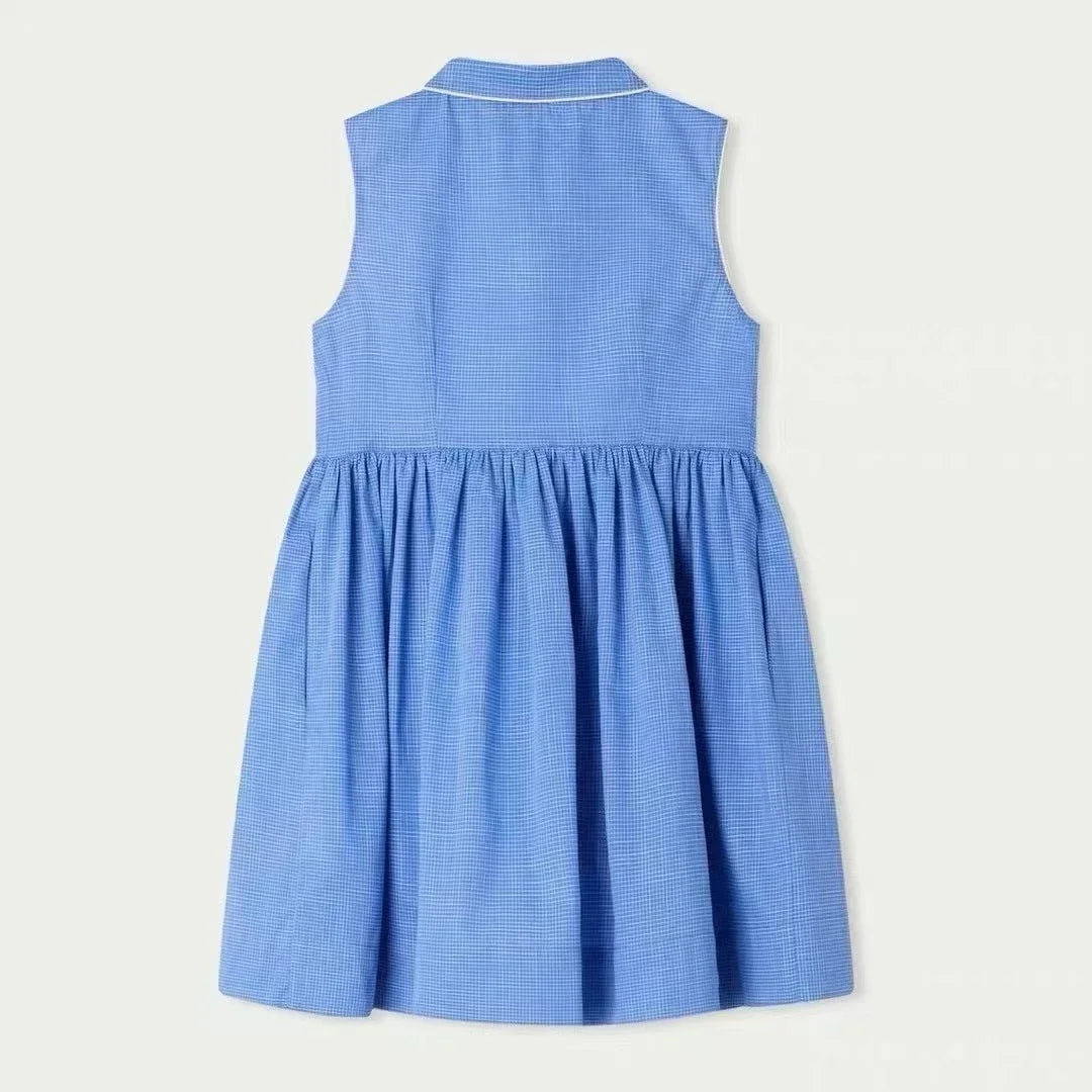 2025 New Kids Clothes Daily Wear Smocked Girls Dress Cotton ChildrenVacation Outfits Summer Casual Green Dresses Matching