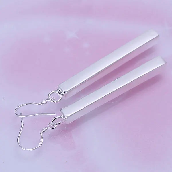 1 pair of minimalist column 925 sterling silver earrings for women Fashion Charm Wedding Party Gift Jewelry Christmas