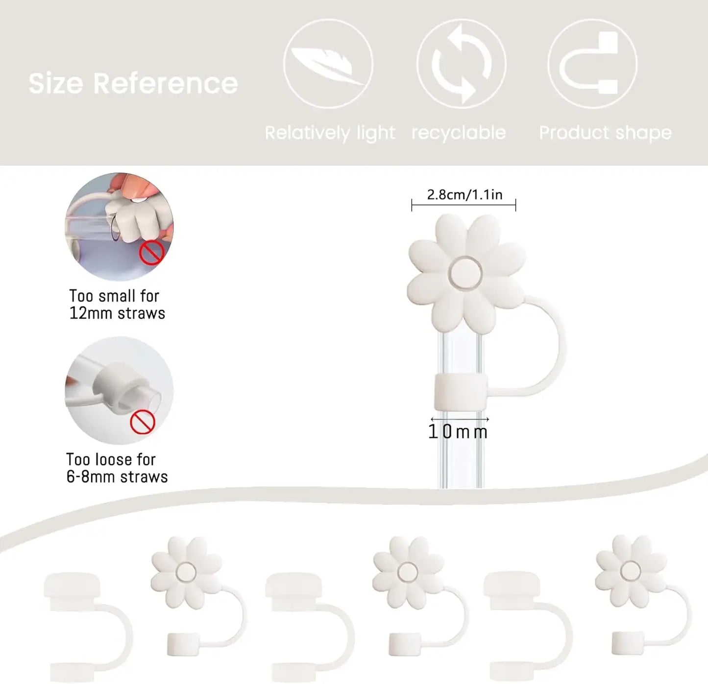 Accessories for Stanley Cup Set of 9, 2 Straw and Brush and 1 Flower Charm Chain 3 Spill Proof Stopper Flowers Straw Cover Boot
