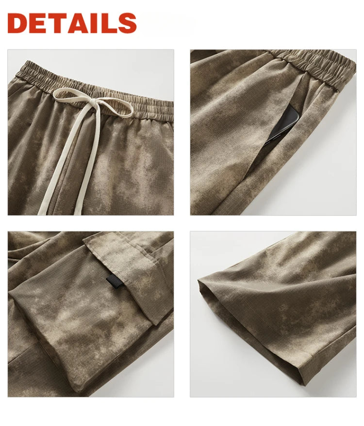 Casual Cargo Pants Man's High Waist Drawstring Baggy Pants Fashion High Street Straight Loose Workwear Trousers Trend Streetwear - Premium Kiosk