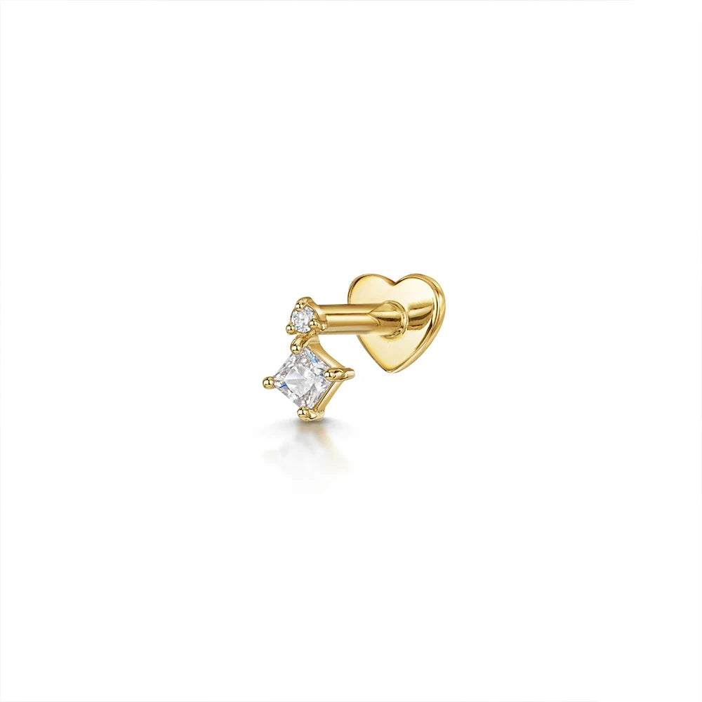 AIDE Heart Round Ball Flat Helix Piercing Earring 925 Sterling Silver Ear Studs Geometric Zircon Exquisite Trinket Studs Aretes