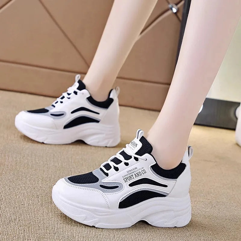 2025 new fashion dad shoes, trendy shoes, thick-soled, versatile, height-increasing, casual sports white shoes