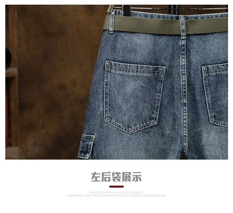 2023 Spring and Autumn New Classic Fashion With Solid Color Cargo Jeans Men Casual Loose Comfortable High Quality Pants 28-36 - Premium Kiosk