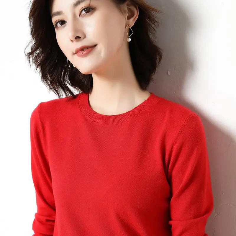 Women Sweaters 2024 O-neck Long Sleeve Autumn Winter Pullovers Fashion Korean Sweaters Bottoming Shirts Slim Knitwear Jumpers