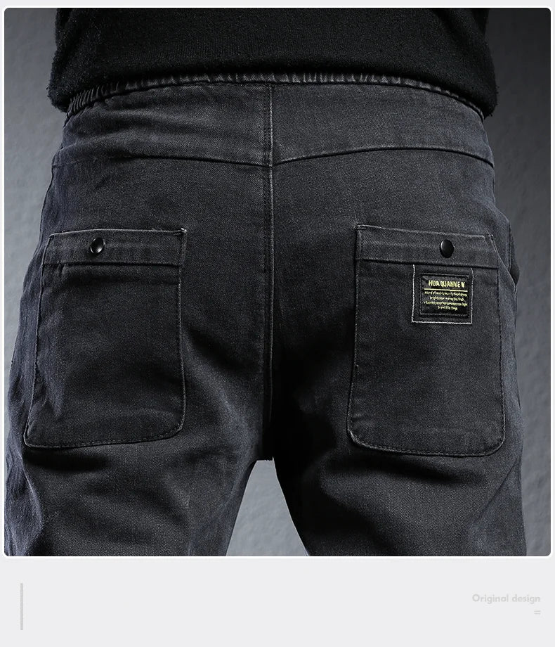 Spring Summer Black Gray Cargo Jeans Men Streetwear Denim Jogger Pants Men Baggy Harem Jean Trousers cargo pants men jeans - Premium Kiosk