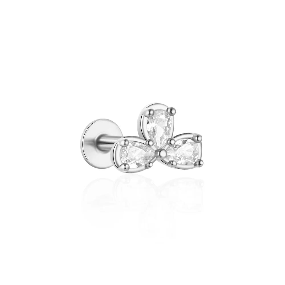 AIDE Heart Round Ball Flat Helix Piercing Earring 925 Sterling Silver Ear Studs Geometric Zircon Exquisite Trinket Studs Aretes