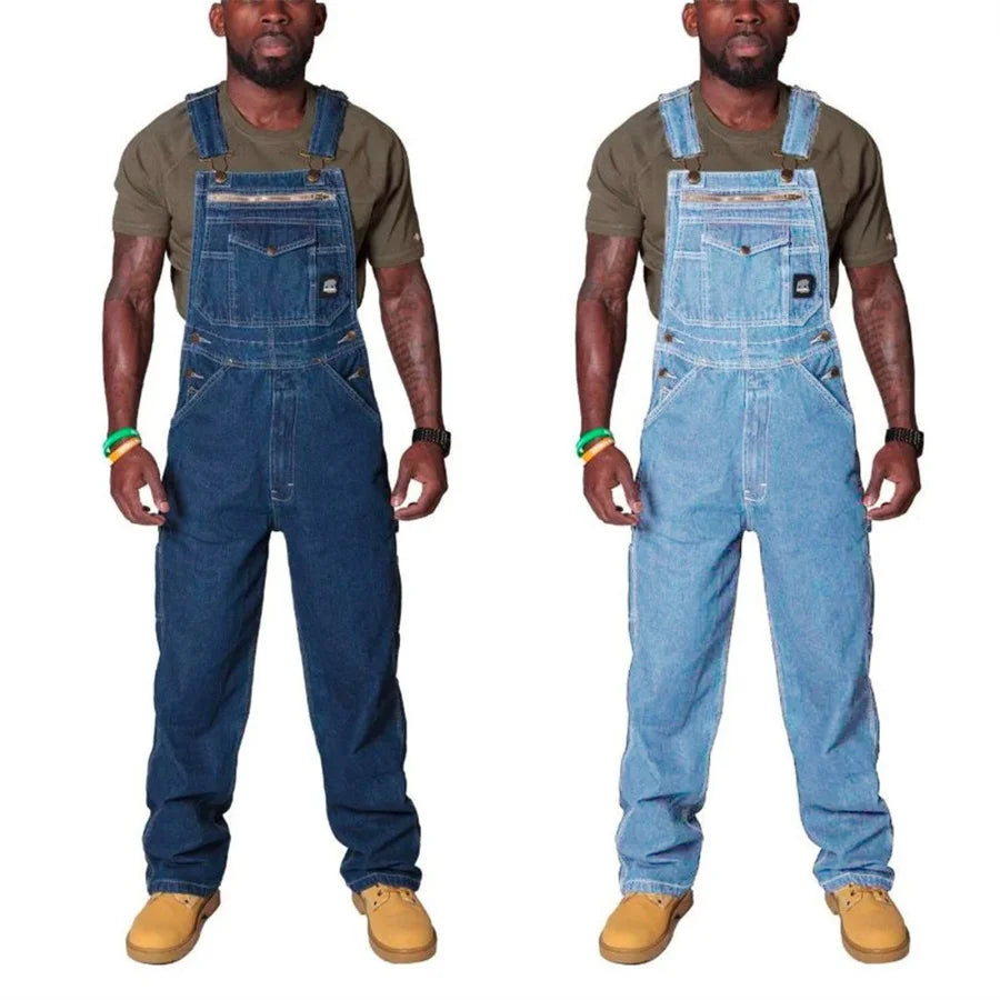 Mens Jeans Cargo Trousers Overalls for Men Fashion Denim Jumpsuit Oversized Bib Pants Men's Clothing Straight Streetwear - Premium Kiosk