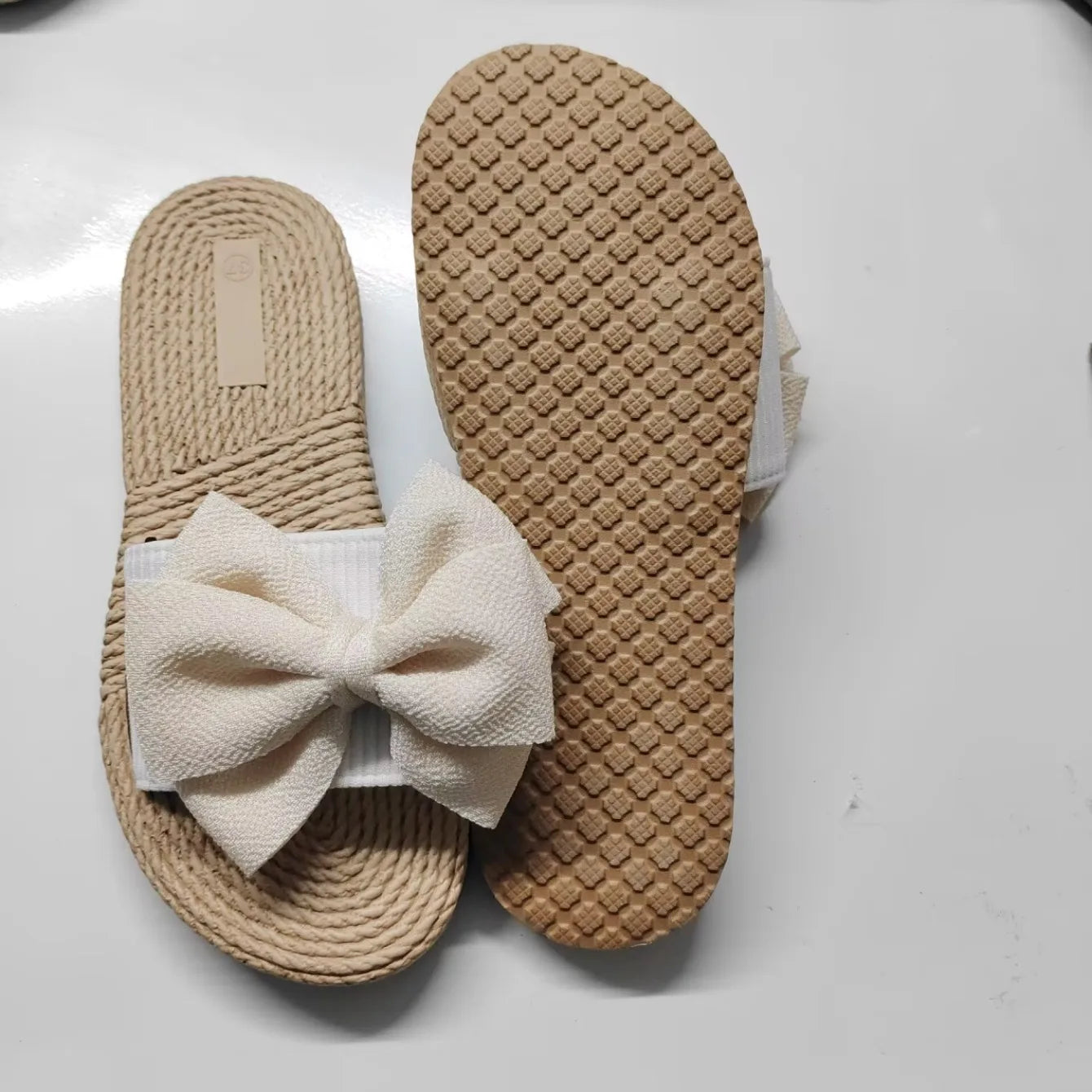 Women Slippers Fashion Trend Bow Anti Slip Sandals Wear-resistant Comfortable Soft Sole Flat Heel Slippers Home Slides Women - Premium Kiosk