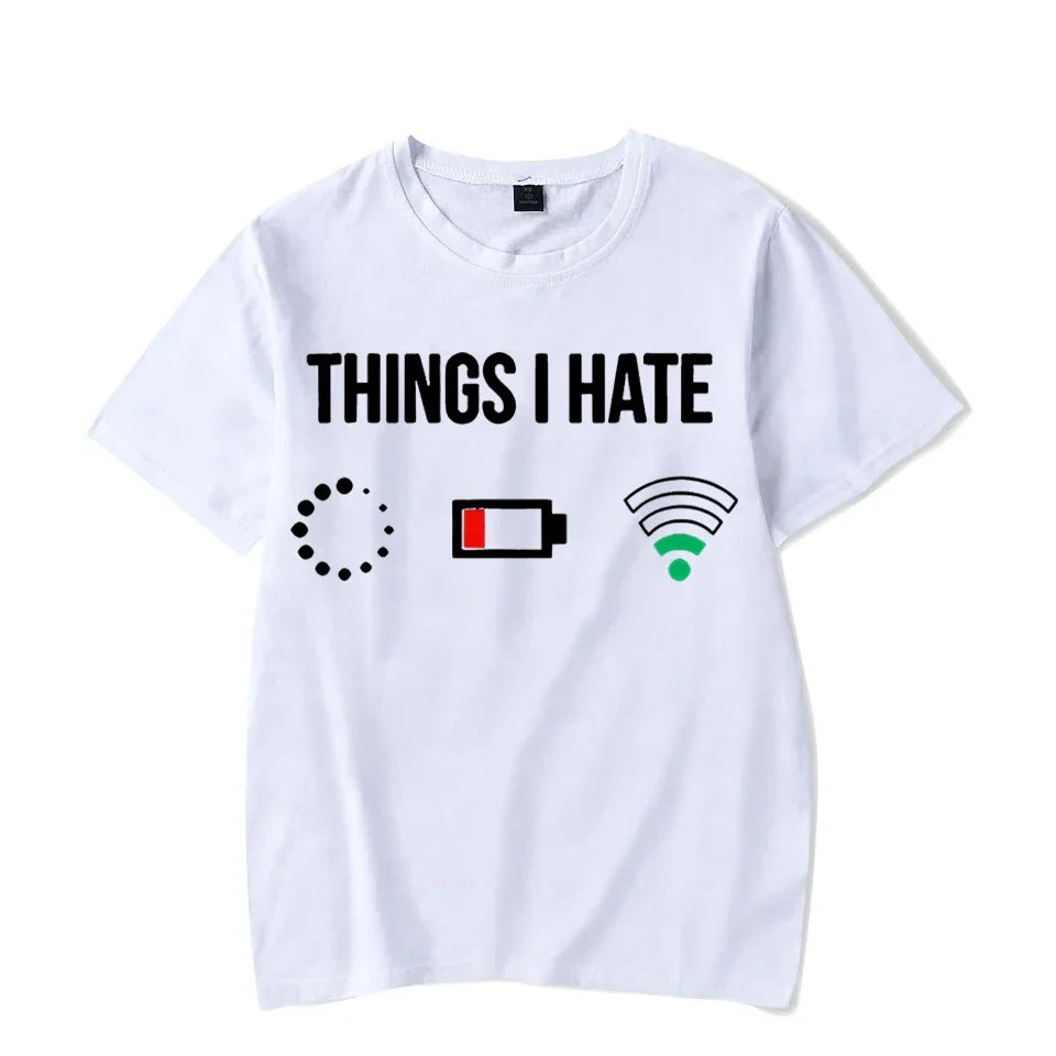 T Shirts for Men Vintage T-shirts Fashion Trend Men Camisas This I Hate Printed T-shirt Luminous Summer T-shirts Tops Camisetas