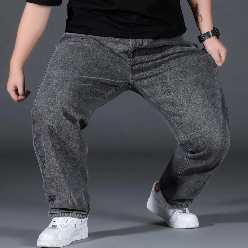 10XL Oversize Wide Legs Jeans Men Soft Cotton Cargo Jeans Plus Size Baggy Men's Trousers Fashion Streetwear Working Jeans Man - Premium Kiosk