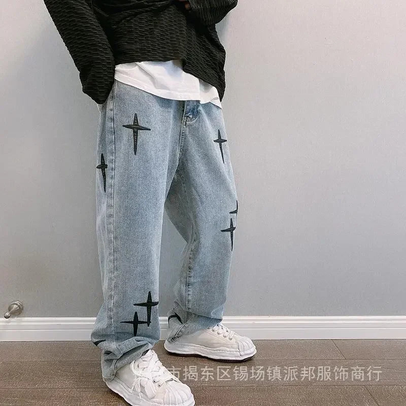 Jeans Men Wide Leg Cargo Pants Streetwear Baggy Men Korean Fashion Loose Straight Male Clothing Y2K Hip Hop Style Male Trousers - Premium Kiosk
