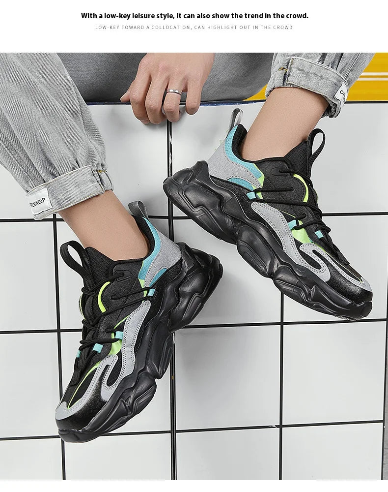 2025 new fashion platform daddy shoes men's ins port fashion shoes male personality popular leisure running shoes
