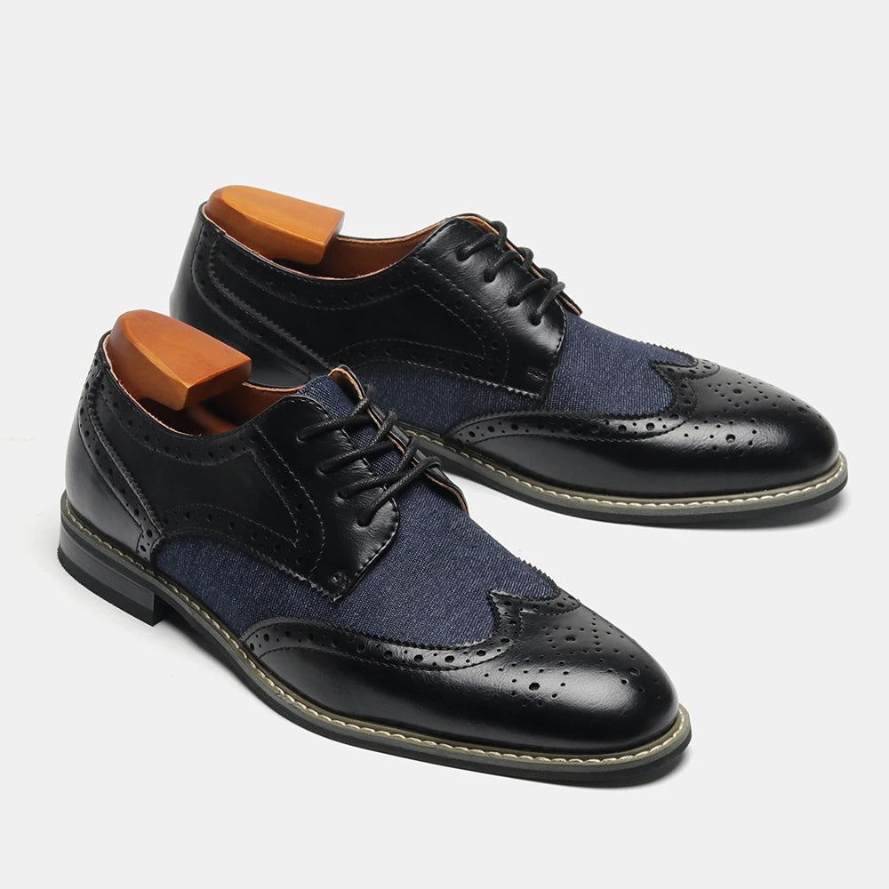 2025 New Brogue Dress Shoes Man Wedding Leather Social Shoe Male
