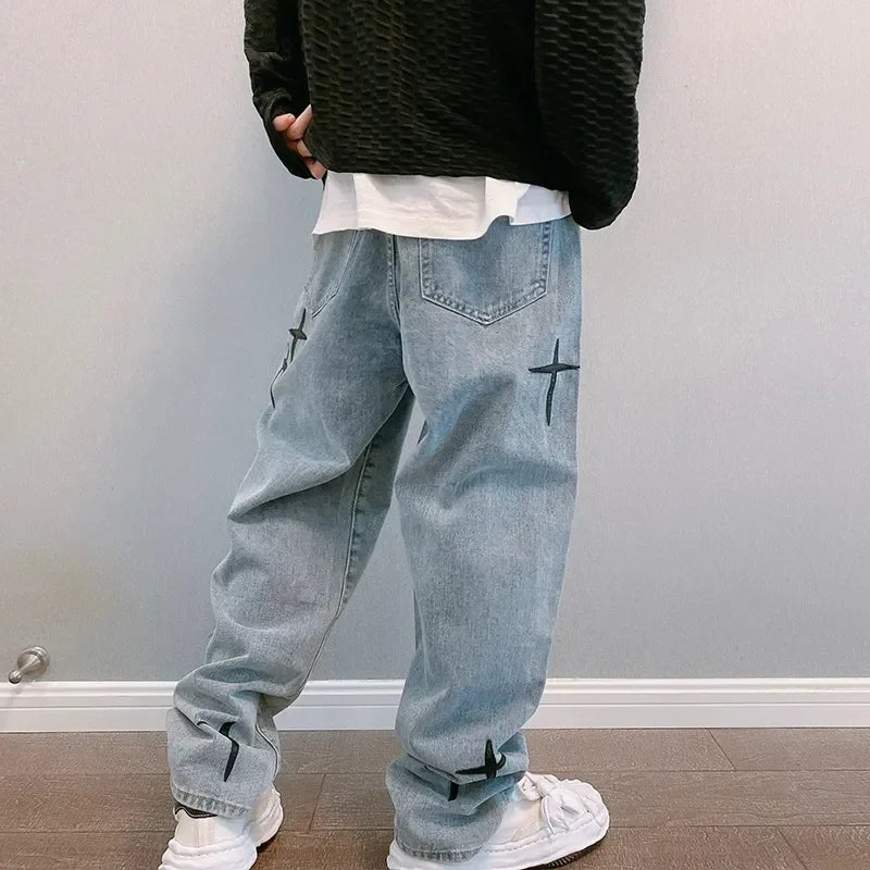 Jeans Men Wide Leg Cargo Pants Streetwear Baggy Men Korean Fashion Loose Straight Male Clothing Y2K Hip Hop Style Male Trousers - Premium Kiosk