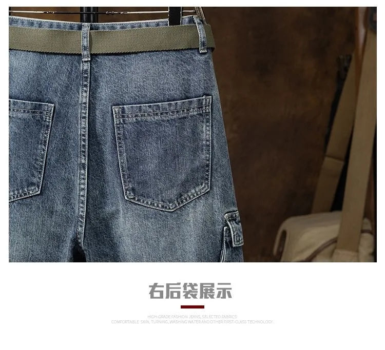 2023 Spring and Autumn New Classic Fashion With Solid Color Cargo Jeans Men Casual Loose Comfortable High Quality Pants 28-36 - Premium Kiosk