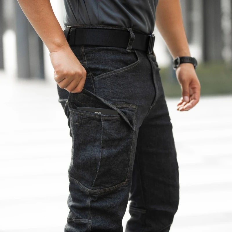 Men's Tactical Jeans Military Denim Cargo Pants Multi-pocket Elastic Casual Work Trousers Outdoor Combat Training Hiking Pants - Premium Kiosk