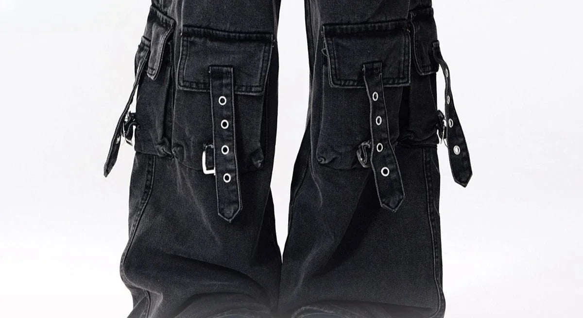 Women's Black Baggy Cargo Jeans Harajuku Oversize Denim Trousers Y2k 90s Vintage 2000s Jean Pants Trashy Clothes 2025 - Premium Kiosk